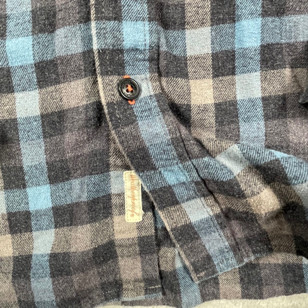 Weatherproof Vintage Flannel Shirt Mens Medium Blue Gray Plaid Button Up - Picture 4 of 6